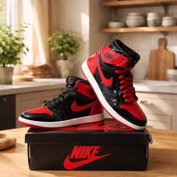 Jordan Other - Nike Air Jordan 1 Retro High OG Patent Bred High Top Black/Red 555088-063 OG BOX